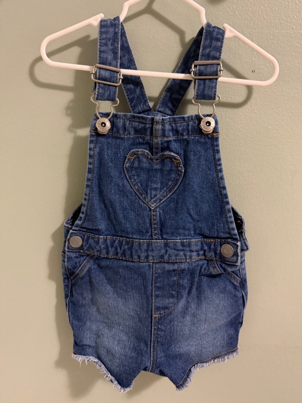 George Blue Denim Heart Short Overalls (2T)